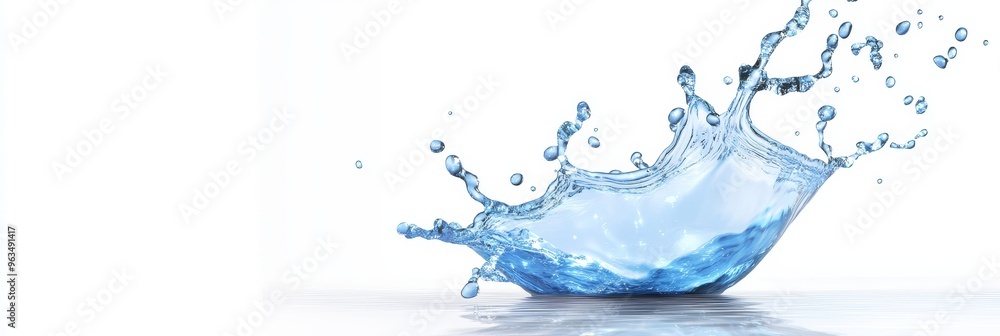 Poster a vibrant blue water splash frozen in time, creating a dynamic and energetic image. the splash is is