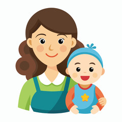 Vector Mother sitting with her child