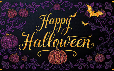 gorgeous elegant halloween card with calligraphy flourishing glitter design luxury highclass