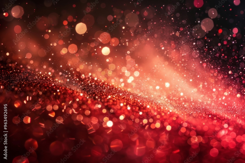 Aufkleber red glitter background creating festive bokeh effect with sparkling lights