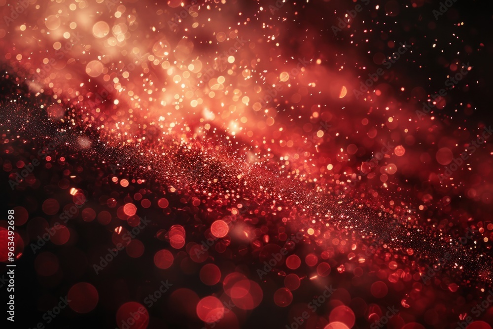 Aufkleber red glitter background creating festive bokeh effect with sparkling lights