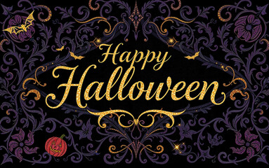 gorgeous elegant halloween card with calligraphy flourishing glitter design luxury highclass