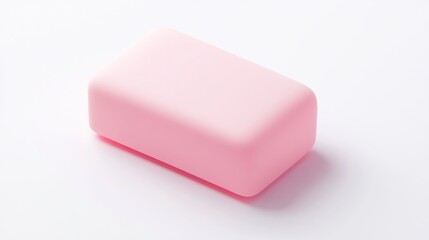 A smooth, rectangular pink soap bar on a clean white background.