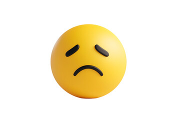 Fototapeta premium Minimalistic Cartoonish Flat Matte Sad Smiley Face Icon | Isolated on Transparent & White Background | PNG File with Transparency