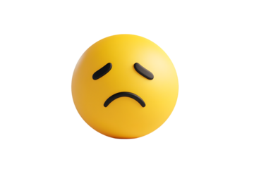 Minimalistic Cartoonish Flat Matte Sad Smiley Face Icon | Isolated on Transparent & White Background | PNG File with Transparency