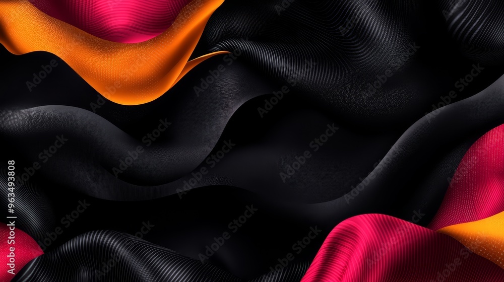 Aufkleber abstract image of flowing black, red and orange fabric creating a swirling and dynamic design. the i