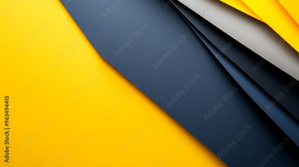Poster this image features a vibrant and modern abstract design with overlapping geometric shapes in shades