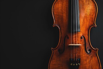 Classic violin on black background with copy space