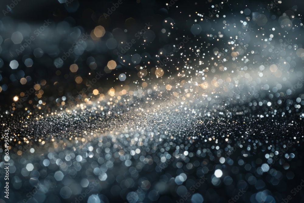 Poster abstract background silver particles floating and glowing