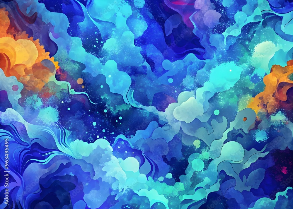 Poster vibrant abstract fluid art colorful swirls depth dynamic patterns energy
