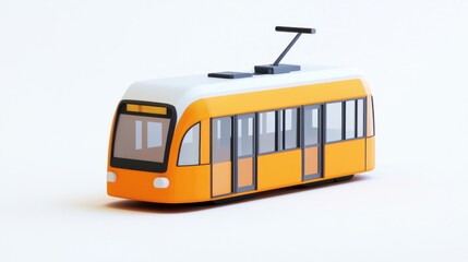 Fototapeta premium A stylized orange tram model designed for urban transport representation.