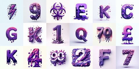 Naklejka premium Purple Lettering Typeface. AI generated illustration