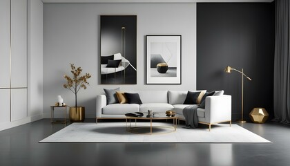 Photo interior modern design room 3d illustration