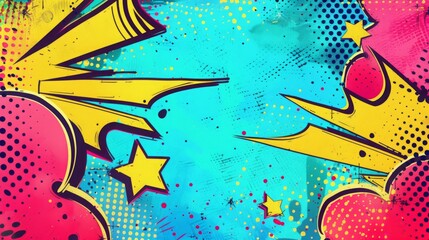Fototapeta premium Abstract Pop Art Background with Stars and Dots
