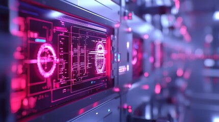 Obraz premium An AI-powered system monitoring and securing healthcare data in a high-tech medical environment close up, digital security realistic, futuristic Multilayer Data center backdrop