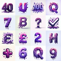 Purple Lettering Typeface. AI generated illustration