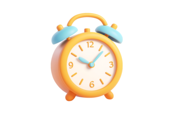 Minimalistic Cartoonish Flat Matte Alarm Clock Icon | Isolated on Transparent & White Background | PNG File with Transparency