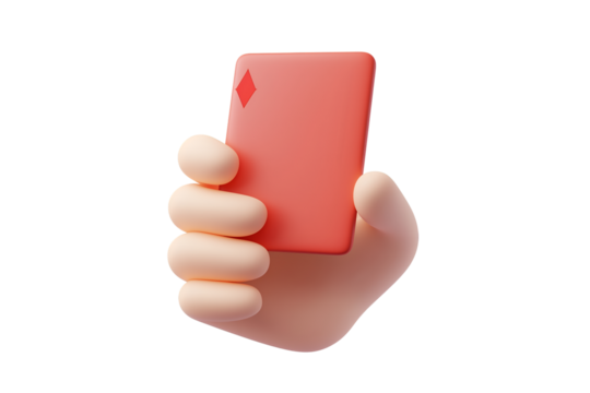 Minimalistic Cartoonish Flat Matte Hand Holding Card Icon | Isolated on Transparent & White Background | PNG File with Transparency