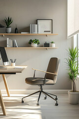 This is a mid century modern interior home office where you can do business at home.
