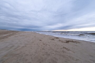 panoramic picture, endless beach at the dutch north sea
