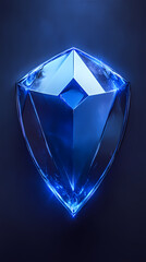 Blue crystal shield symbolizing safety and protection