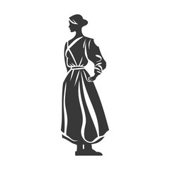 Obraz premium Silhouette of a Woman in a Long Dress