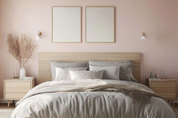 Minimalist, a Scandinavian interior in a modern house bedroom. Generative AI
