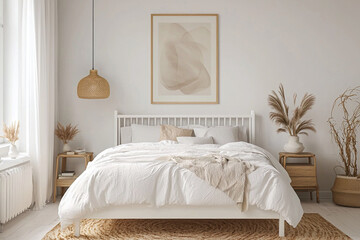 Minimalist, a Scandinavian interior in a modern house bedroom. Generative AI
