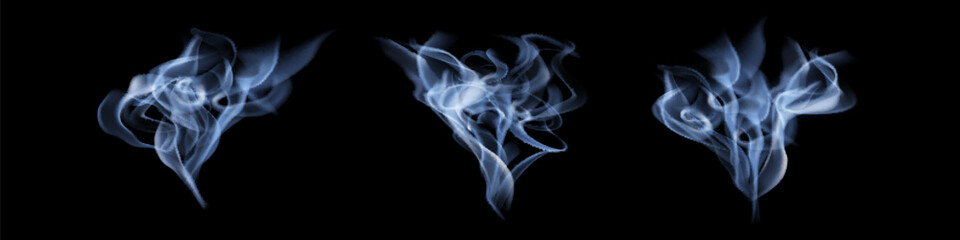 Obraz premium Smoke vector collection. White isolated cigarette smoke. Transparent special effect. Vector illustration.