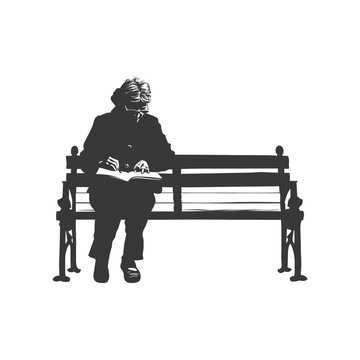 recommend clip art: Silhouette of a Woman Reading a Book on a Bench
