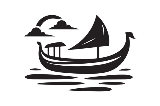 black boat sailing on water with clouds