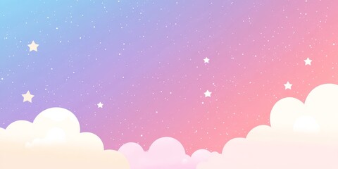 Imagine a vibrant pastel sky with fluffy clouds and twinkling stars, creating an enchanting scene that inspires calmness, whimsy, and delightful daydreams, captivating the imaginative mind