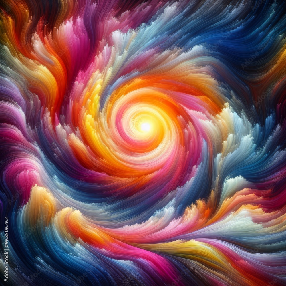 Poster this abstract digital art piece features swirling patterns of intense colors, creating a vivid and e