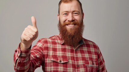 Naklejka premium The Man with Thumbs-Up