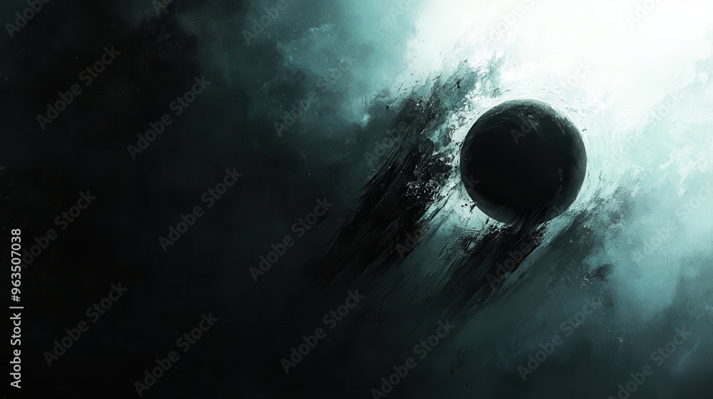 Poster Stark Contrasts of Light and Dark in an Abstract Depiction of an Eclipse With Glowing Corona Effect