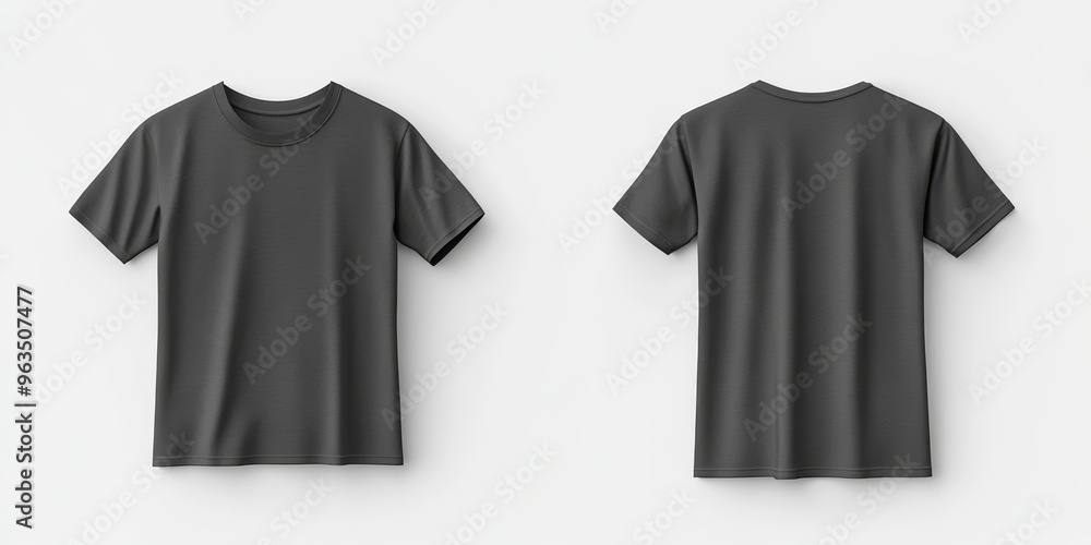 Poster This is a stylish mockup of a basic tshirt that effectively showcases both the front and back views of the garment. It is perfect for various applications in apparel design and branding needs