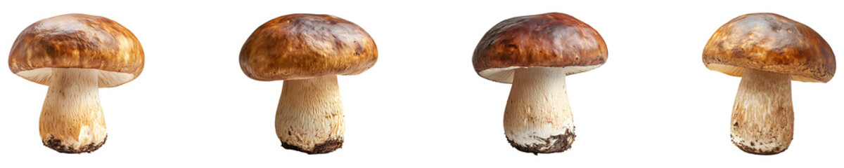 Set, collection of Boletus mushroom isolated on transparent background.