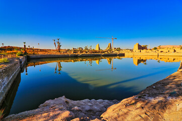 Sacred lake of Karnak used by the priest for purification baths and ceremonies beyond the outermost...