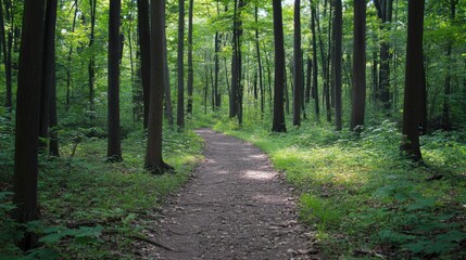 Obraz premium A Dirt Path Through a Dense Green Forest
