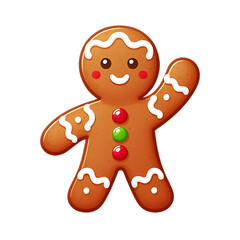 Obraz premium Waving Gingerbread Man with Colorful Buttons