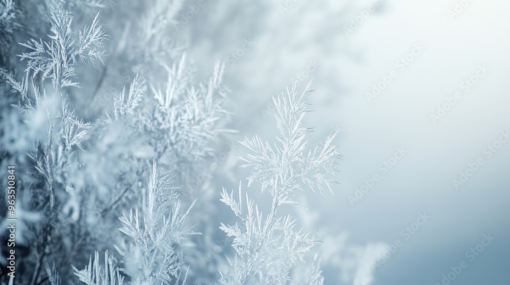 Poster frosty patterns adorn glass on a chilly morning, creating delicate artwork in nature's design