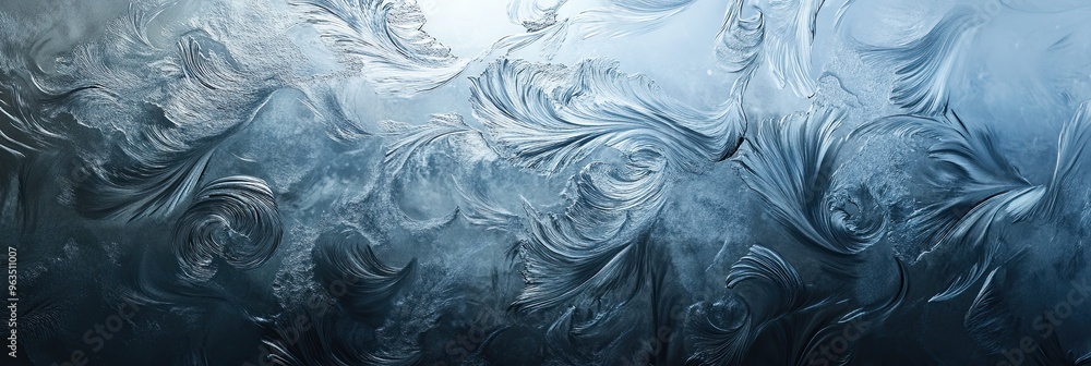 Poster intricate frosty patterns on glass create a winter wonderland effect during cold mornings