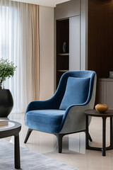 Minimalist, Homes with Armchairs This is the mid century modern interior of the living room. Generative AI
