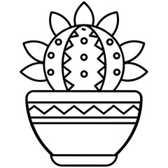 Plant tree pot line art vector illustration