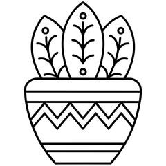 Plant tree pot line art vector illustration