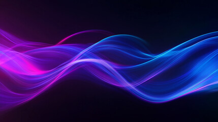 A dynamic, abstract blend of blue and purple light streaks on a dark gradient background, giving a smooth, flowing appearance