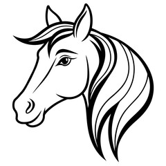 Logo illustration of a horse icon thick outline line art vector illustration
