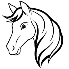 Logo illustration of a horse icon thick outline line art vector illustration