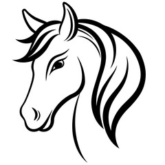 Logo illustration of a horse icon thick outline line art vector illustration