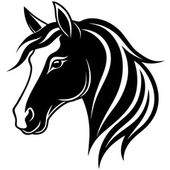 Horse face silhouette line art vector illustration